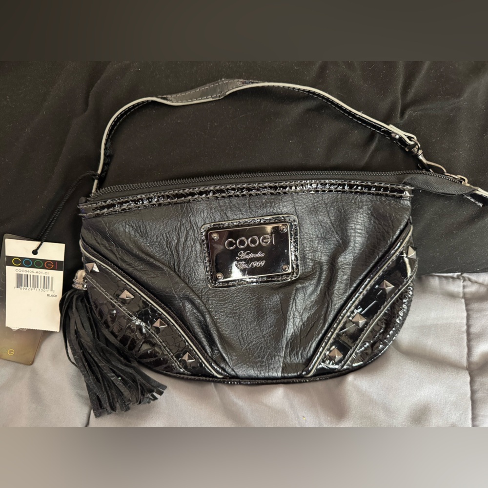 COOGI BNWT Black Studded Mini Shoulder Bag – Tassel Detail – Y2K Style